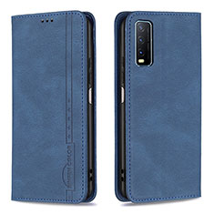 Funda de Cuero Cartera con Soporte Carcasa B05F para Vivo Y12A Azul