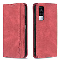 Funda de Cuero Cartera con Soporte Carcasa B05F para Vivo Y31 (2021) Rojo