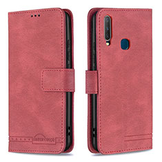 Funda de Cuero Cartera con Soporte Carcasa B05F para Vivo Y3s Rojo