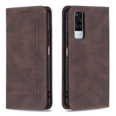 Funda de Cuero Cartera con Soporte Carcasa B05F para Vivo Y51 (2021) Marron