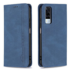 Funda de Cuero Cartera con Soporte Carcasa B05F para Vivo Y53s 4G Azul