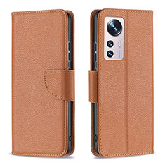 Funda de Cuero Cartera con Soporte Carcasa B05F para Xiaomi Mi 12 5G Marron