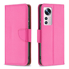 Funda de Cuero Cartera con Soporte Carcasa B05F para Xiaomi Mi 12X 5G Rosa Roja