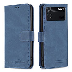 Funda de Cuero Cartera con Soporte Carcasa B05F para Xiaomi Poco M4 Pro 4G Azul