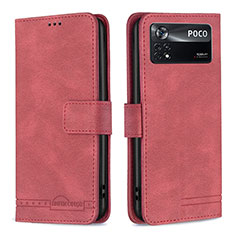 Funda de Cuero Cartera con Soporte Carcasa B05F para Xiaomi Poco X4 Pro 5G Rojo