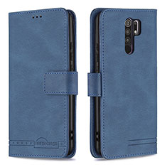 Funda de Cuero Cartera con Soporte Carcasa B05F para Xiaomi Redmi 9 Azul