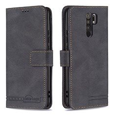 Funda de Cuero Cartera con Soporte Carcasa B05F para Xiaomi Redmi 9 Prime India Negro