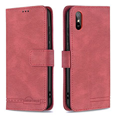 Funda de Cuero Cartera con Soporte Carcasa B05F para Xiaomi Redmi 9i Rojo