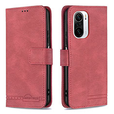 Funda de Cuero Cartera con Soporte Carcasa B05F para Xiaomi Redmi K40 Pro 5G Rojo