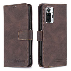 Funda de Cuero Cartera con Soporte Carcasa B05F para Xiaomi Redmi Note 10 Pro Max Marron