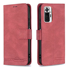 Funda de Cuero Cartera con Soporte Carcasa B05F para Xiaomi Redmi Note 10 Pro Max Rojo