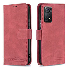 Funda de Cuero Cartera con Soporte Carcasa B05F para Xiaomi Redmi Note 11 Pro 4G Rojo