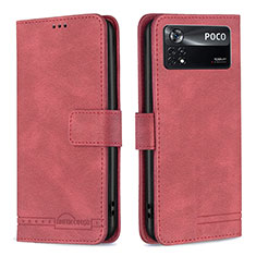 Funda de Cuero Cartera con Soporte Carcasa B05F para Xiaomi Redmi Note 11E Pro 5G Rojo