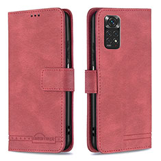 Funda de Cuero Cartera con Soporte Carcasa B05F para Xiaomi Redmi Note 11S 4G Rojo