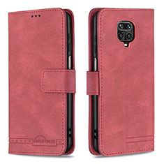 Funda de Cuero Cartera con Soporte Carcasa B05F para Xiaomi Redmi Note 9 Pro Max Rojo