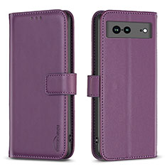 Funda de Cuero Cartera con Soporte Carcasa B06F para Google Pixel 7a 5G Morado