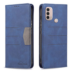 Funda de Cuero Cartera con Soporte Carcasa B06F para Motorola Moto E20 Azul