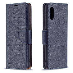 Funda de Cuero Cartera con Soporte Carcasa B06F para Samsung Galaxy A02 Azul