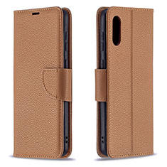 Funda de Cuero Cartera con Soporte Carcasa B06F para Samsung Galaxy A02 Marron