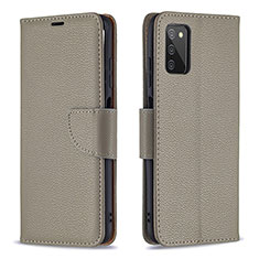 Funda de Cuero Cartera con Soporte Carcasa B06F para Samsung Galaxy A02s Gris