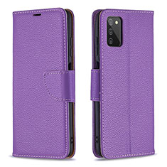 Funda de Cuero Cartera con Soporte Carcasa B06F para Samsung Galaxy A02s Morado