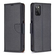 Funda de Cuero Cartera con Soporte Carcasa B06F para Samsung Galaxy A02s Negro