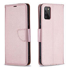 Funda de Cuero Cartera con Soporte Carcasa B06F para Samsung Galaxy A03s Oro Rosa