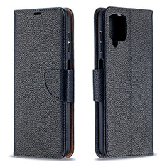 Funda de Cuero Cartera con Soporte Carcasa B06F para Samsung Galaxy A12 Nacho Negro