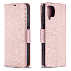 Funda de Cuero Cartera con Soporte Carcasa B06F para Samsung Galaxy A12 Nacho Oro Rosa