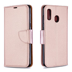 Funda de Cuero Cartera con Soporte Carcasa B06F para Samsung Galaxy A20 Oro Rosa