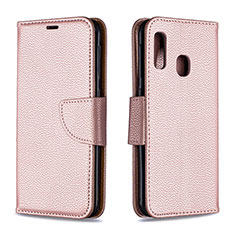 Funda de Cuero Cartera con Soporte Carcasa B06F para Samsung Galaxy A20e Oro Rosa