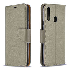 Funda de Cuero Cartera con Soporte Carcasa B06F para Samsung Galaxy A20s Gris