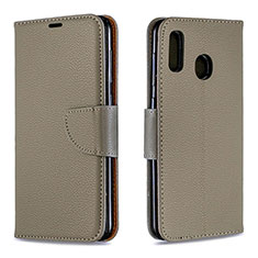 Funda de Cuero Cartera con Soporte Carcasa B06F para Samsung Galaxy A30 Gris