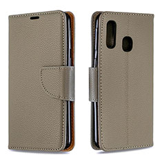 Funda de Cuero Cartera con Soporte Carcasa B06F para Samsung Galaxy A40 Gris