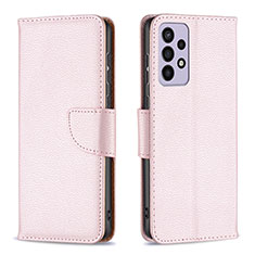 Funda de Cuero Cartera con Soporte Carcasa B06F para Samsung Galaxy A73 5G Oro Rosa