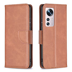 Funda de Cuero Cartera con Soporte Carcasa B06F para Xiaomi Mi 12 5G Marron