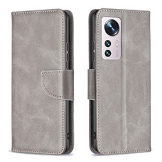 Funda de Cuero Cartera con Soporte Carcasa B06F para Xiaomi Mi 12 Pro 5G Gris