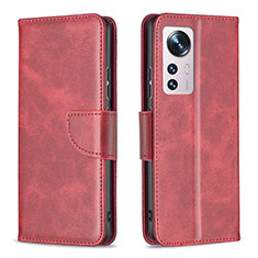 Funda de Cuero Cartera con Soporte Carcasa B06F para Xiaomi Mi 12 Pro 5G Rojo