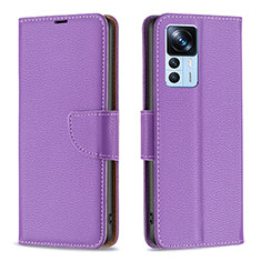 Funda de Cuero Cartera con Soporte Carcasa B06F para Xiaomi Mi 12T 5G Morado