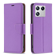 Funda de Cuero Cartera con Soporte Carcasa B06F para Xiaomi Mi 13 Pro 5G Morado