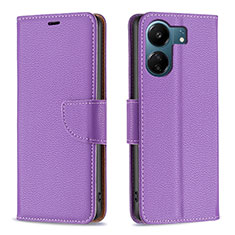 Funda de Cuero Cartera con Soporte Carcasa B06F para Xiaomi Poco C65 Morado