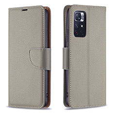 Funda de Cuero Cartera con Soporte Carcasa B06F para Xiaomi Poco M4 Pro 5G Gris