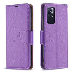 Funda de Cuero Cartera con Soporte Carcasa B06F para Xiaomi Poco M4 Pro 5G Morado