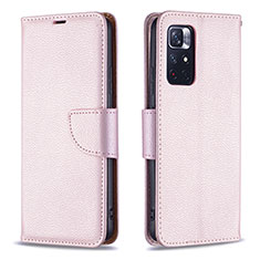 Funda de Cuero Cartera con Soporte Carcasa B06F para Xiaomi Poco M4 Pro 5G Oro Rosa