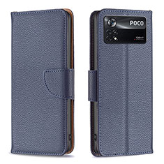 Funda de Cuero Cartera con Soporte Carcasa B06F para Xiaomi Poco X4 Pro 5G Azul