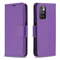 Funda de Cuero Cartera con Soporte Carcasa B06F para Xiaomi Redmi 10 (2022) Morado