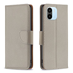 Funda de Cuero Cartera con Soporte Carcasa B06F para Xiaomi Redmi A1 Gris