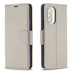 Funda de Cuero Cartera con Soporte Carcasa B06F para Xiaomi Redmi K40 5G Gris