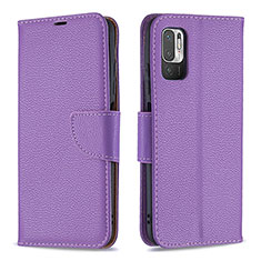 Funda de Cuero Cartera con Soporte Carcasa B06F para Xiaomi Redmi Note 10 5G Morado