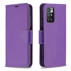 Funda de Cuero Cartera con Soporte Carcasa B06F para Xiaomi Redmi Note 11 4G (2021) Morado